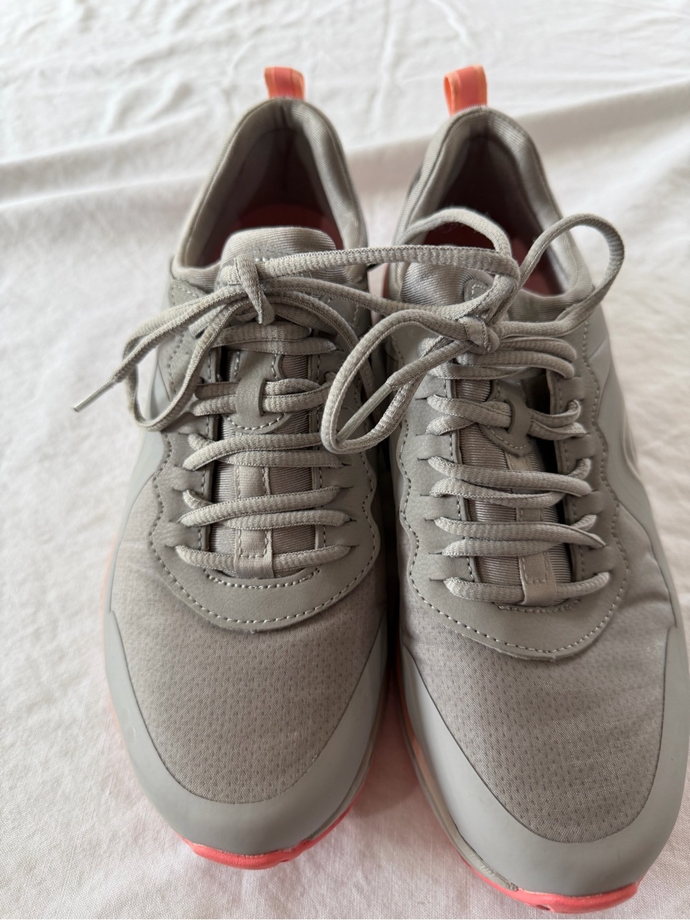 Majestic Light Gray Athletic Sneakers with Coral Accents